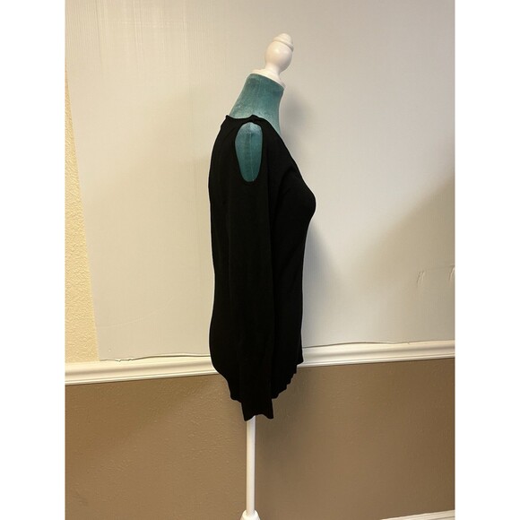 Cache Black Cutout Shoulder Knit Top – Women’s Size L – Long Sleeve V-Neck - Picture 4 of 5